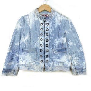 Flying Tomato Railroad Stripe Bleach Denim Jacket
